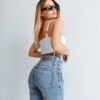 Jean chupin skinny nevado celeste con faja