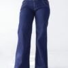 Jean wide leg azul intenso con faja modeladora y triple botón frontal, diseño que estiliza y realza la figura.