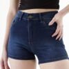 Short de mujer de tiro alto, color azul, confeccionado en tela elástica. Talles grandes del 38 al 56. Ideal para mayoristas.