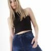 Cómodos shorts de jean azul, tiro alto y elastizados, con pinza trasera. Talles amplios (38 al 56) disponibles. Venta por mayor.