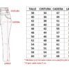 Guía de talles del Jean Faja de Flex Denim: tabla de medidas en centímetros de cintura, cadera y largo, del talle 38 al 60